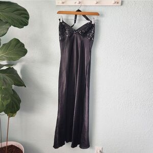 Victoria's secret crown gold label vintage side slit halter lingerie sli…